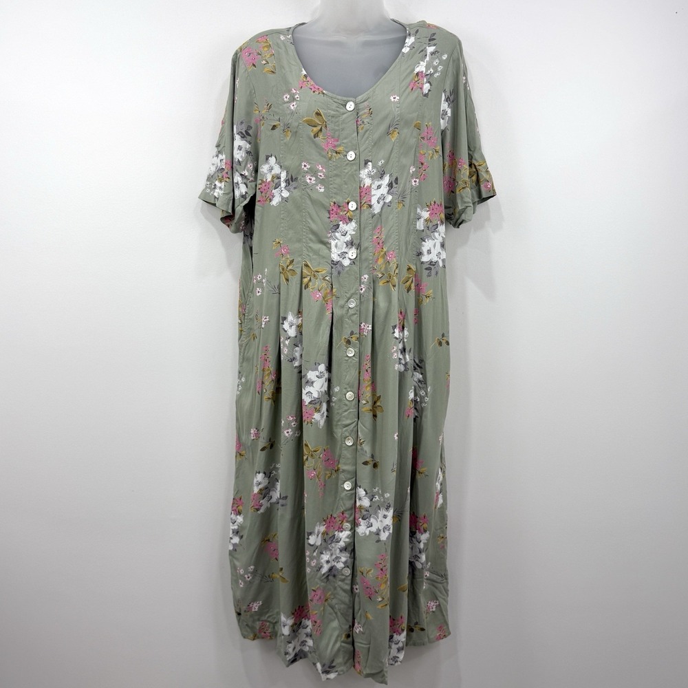 La Cera Dress XL Floral Button Front Prairie Cottagecore Boho Midi Comfort Rayon